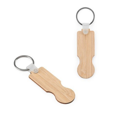 SHOPZ. Bamboo key ring with coin-shaped end